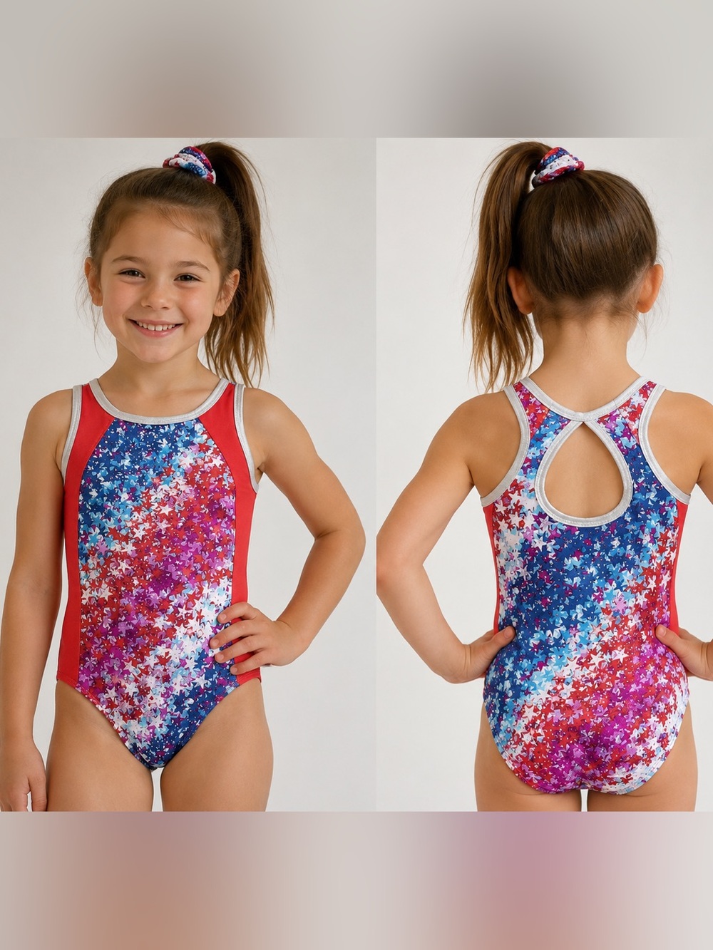 Girl’s XS 4/5 Danskin Now Patriotic Star Print Gymnastics Leotard